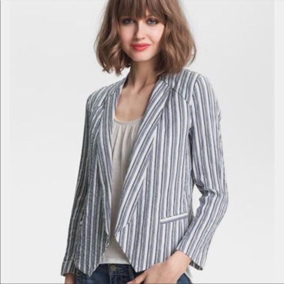 Ella Moss Kaycee Navy White Striped Blazer - Picture 1 of 10